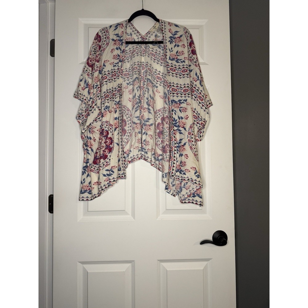 Entro One Size Boho Floral Print Open Front Kimono